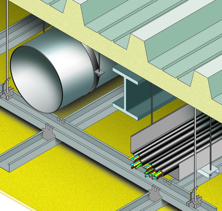 Protection Of Trapezoidal Steel Deck Roof Slab And Steel Beams With Susp. Ceili·
